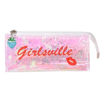 

Colorful Transparent Pencil Case Cosmetic Bag Makeup Pouch Tassel Pencils Box pencil pen holders for students new A30