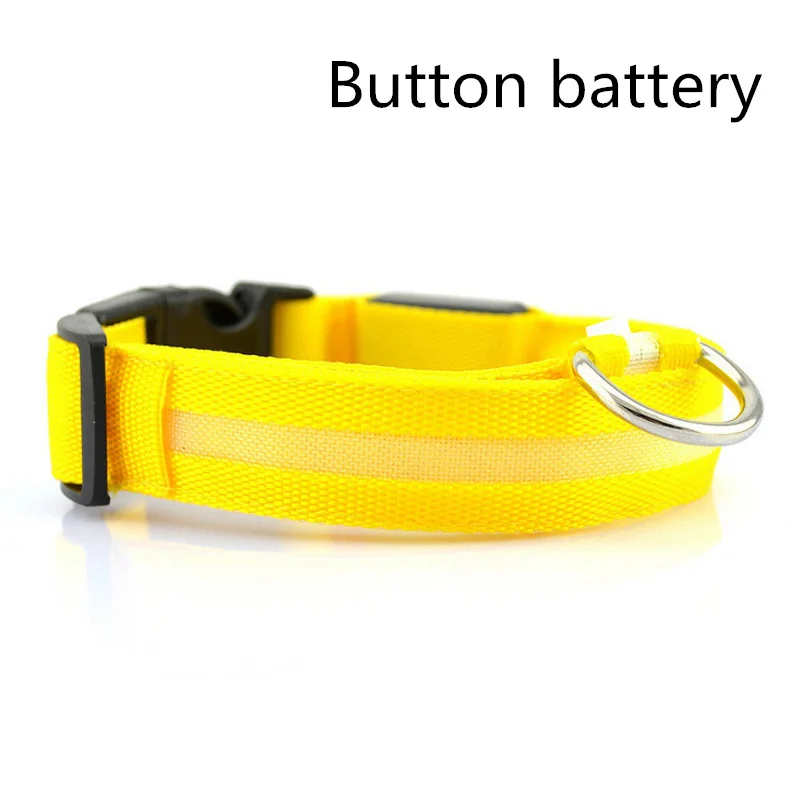 Светодиодный ошейник для собак, USB Перезаряжаемый светильник, ошейник для домашних животных, регулируемый нейлоновый мигающий светящийся ошейник для щенков, товары для защиты от потери - Цвет: Battery Yellow