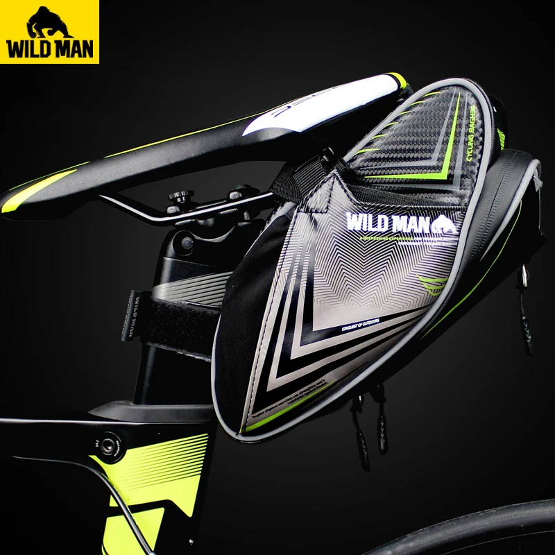 

WILD MAN Bicycle Saddle Bag With Water Bottle Pocket Waterproof MTB Bike Rear Seat Bag Cycling Rear Seat Tail Bag Accessories