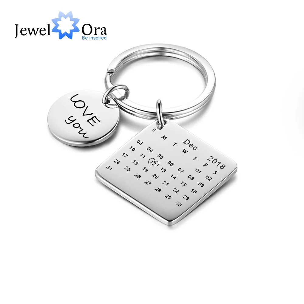 

Personalized Custom Name & Date Key Chains Fashion Anniversary Jewelry Best Lovers' Gift (JewelOra AS101763)