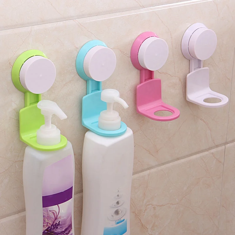 Useful Bathroom Shampoo Shower Gel Bottle Holder Wall Mounted Stand Suction Cup Hanging Super