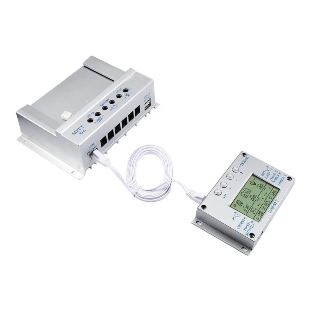 

MPPT Solar Charge Controller 60A/80A 12V 24V Auto Splittable Big LCD Display with 2m Cable Regulated Power Supply Solar Charger