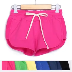 Для женщин спортивные эластичные цвета Мода 2016 г. талии лето для отдыха девочек 11 шорты сексуальные повседневные вещи