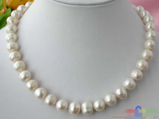 

FREE SHIPPING17" 12MM WHITE ROUND FRESHWATER CULTURED PEARL NECKLACE p1304 AAA