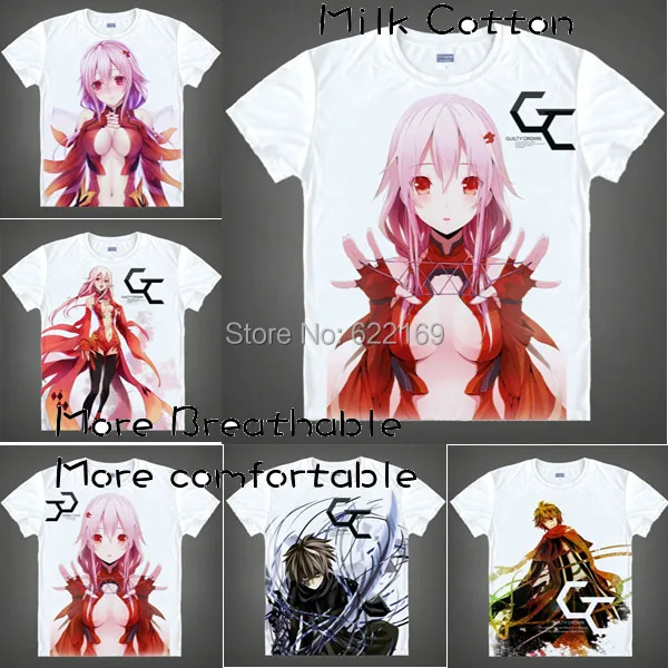 

2015 Men's Unique Anime T-shirt 3d Print Guilty Crown Shu Ouma Inori Short Sleeve Casual Cosplay T Shirt Camisetas Masculina
