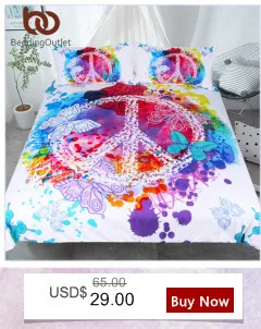 BeddingOutlet Watercolor Butterfly Bedding Set Colorful Printed Quilt Cover With Pillowcases Peace Design Bed Set 3-Piece