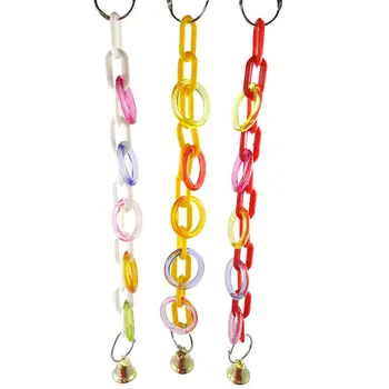 

1pc Pet Bird Parrot toys Plastic Chain with Bell Hanging bite toy for Cage Accessoris BT038