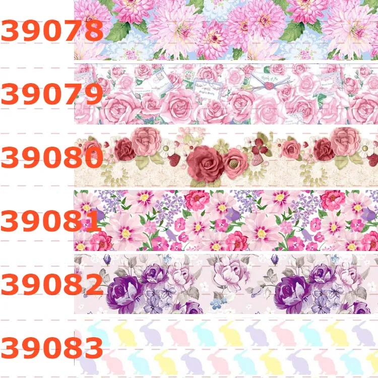 10 ярдов разные размеры лента в рубчик с цветочным рисунком печатным