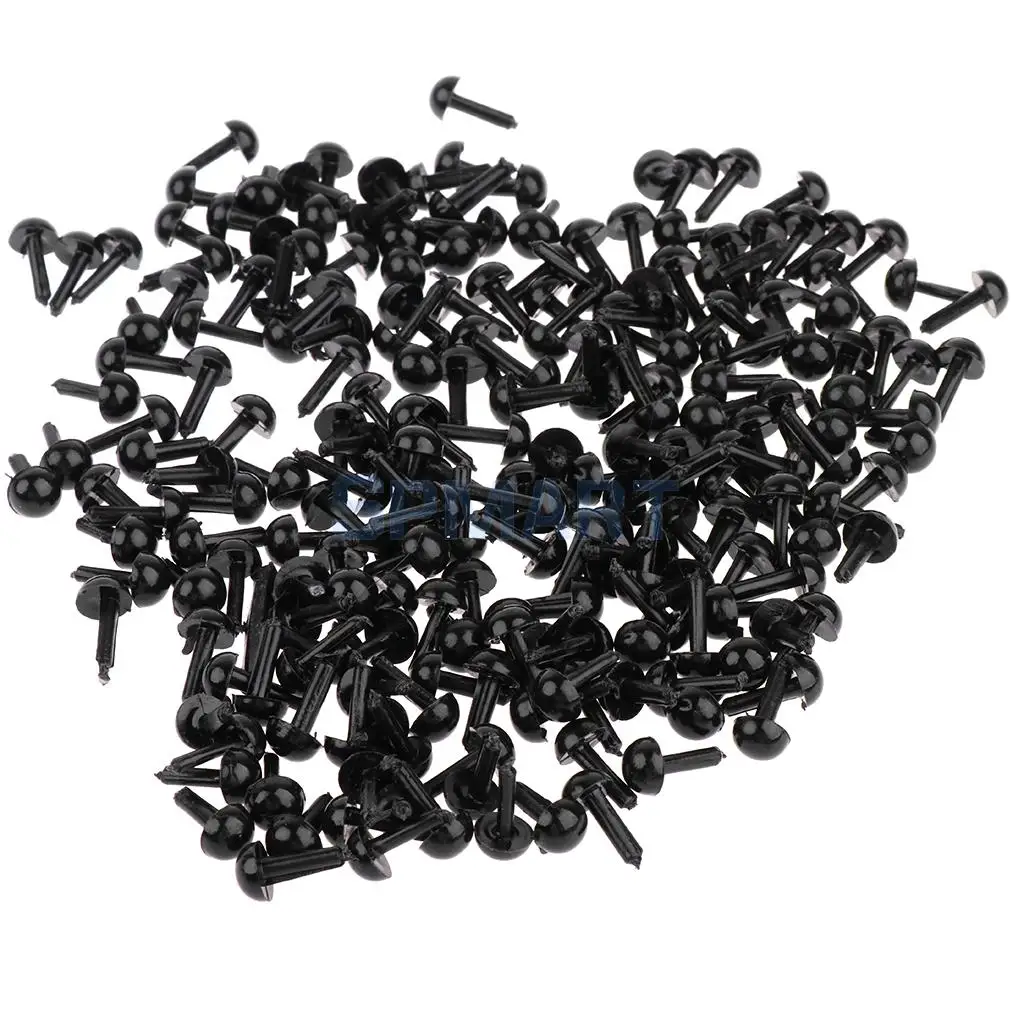 200pcs Plastic Safety Eyes Craft Eyes for Doll Puppet Bear Plush Animal Felting Toy Arts Making 5MM Black