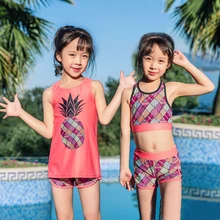 AONIHUA/купальный костюм для девочек, детский купальный костюм, купальный костюм для маленьких девочек, детская одежда для плавания, комплект из трех предметов: топ, шорты, юбка, шляпа