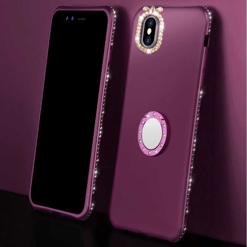 Роскошный блестящий чехол с кристаллами и стразами для iPhone 7 8 6 6s Plus X 10 матовый