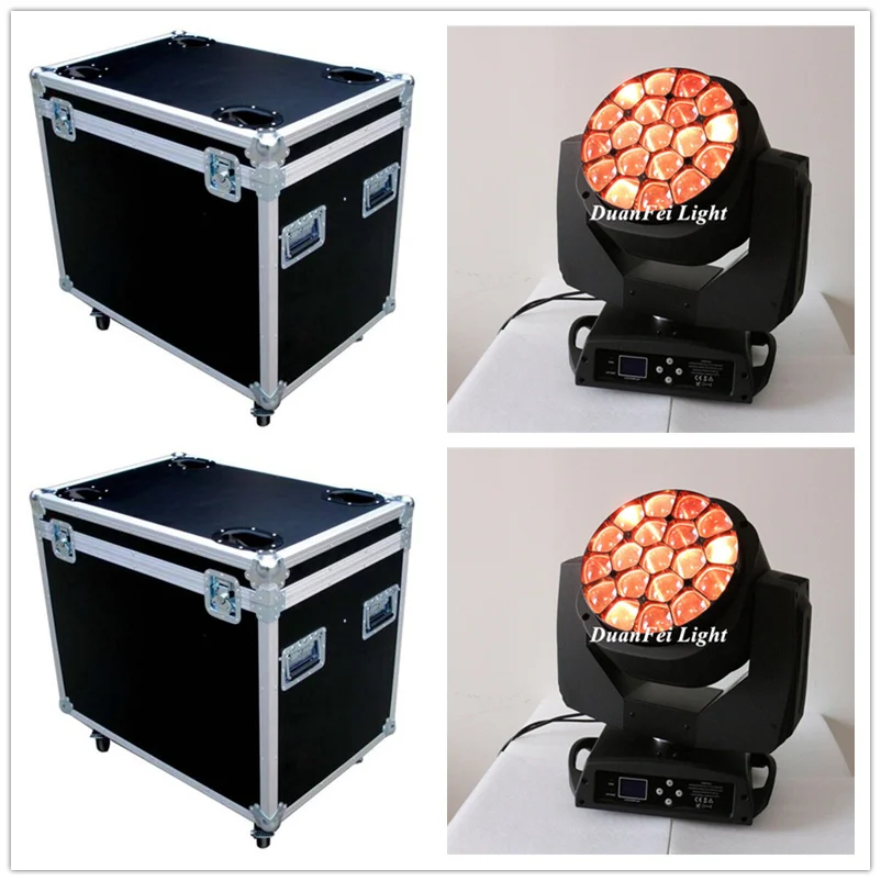 (Flightcase) 4 шт./лот Zoom beam lyre led движущаяся головка 19x15W rgbw в 1 Светодиодная dmx