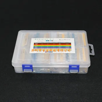 

Boxed 130 kinds (1R-3M) 1/4W metal film resistor package Commonly used series of components package 2600pcs