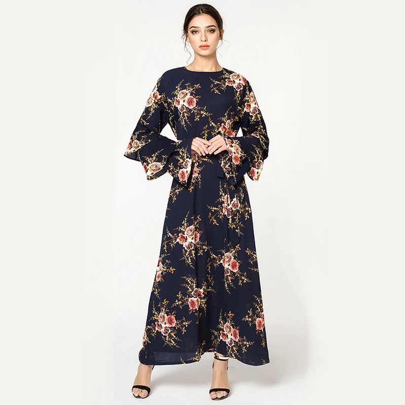 Абая для женщин Vestidos цветочный мусульманский хиджаб платье кафтан abaya Дубай халат Qatar Elbise турецкий Исламский Одежда