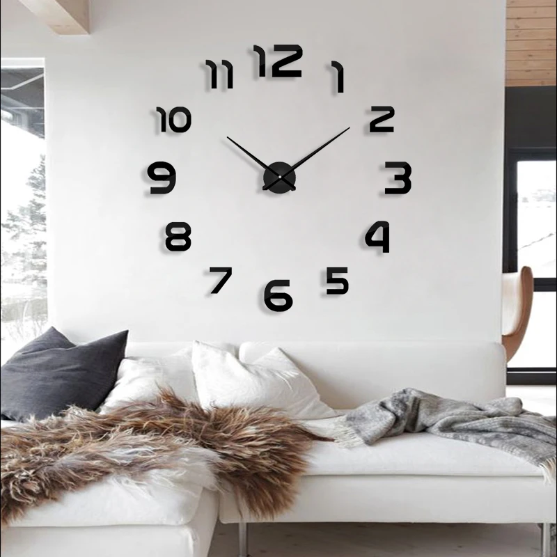 

2019 new clock watch wall clocks horloge 3d diy acrylic mirror Stickers Home Decoration Living Room Quartz Needle free shipping