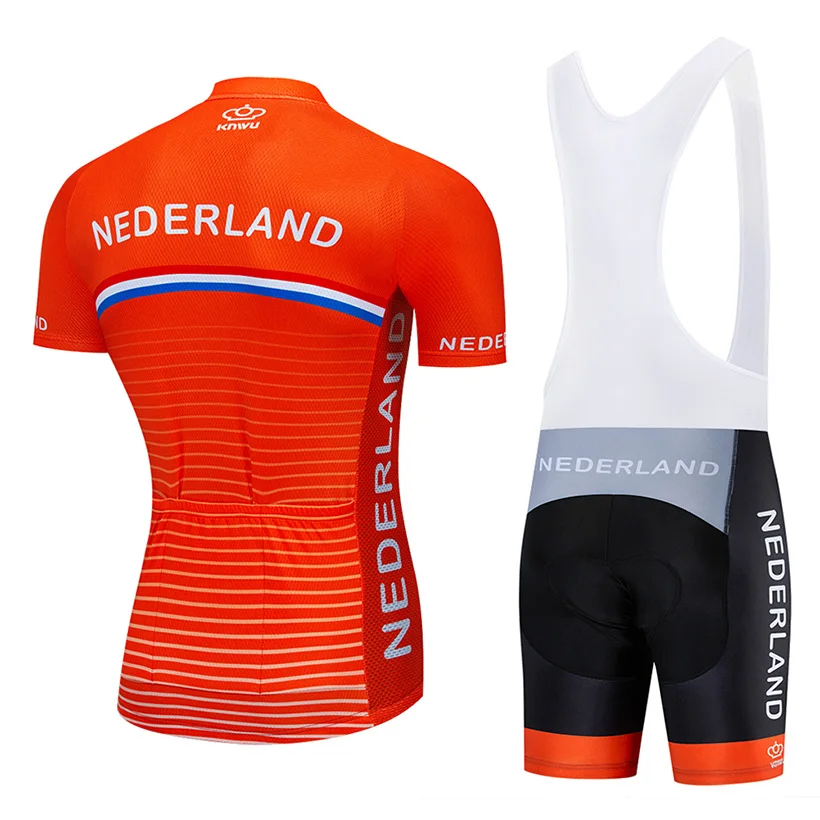 Summer Pro Team NEDERLAND Cycling Jersey Bib Set MTB Uniform Bicycle Clothing Bike Wear Clothes Mens Short Maillot Culotte