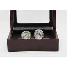Hermoso Anillo de conjuntos con Cajas De Madera De Cobre de Alta Calidad Réplica de Super Bowl 2 unids/Packs Baltimore Ravens Campeonato personalizada anillo
