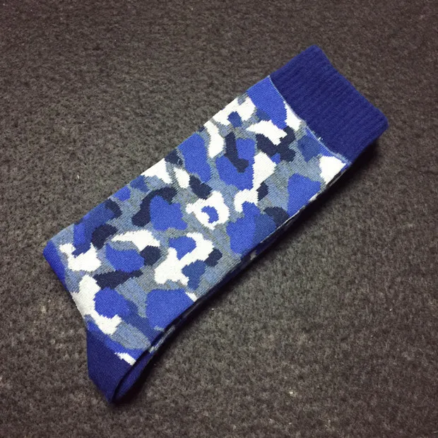 PEONFLY Long Canister Men cotton Camouflage happy funny Tide Socks calcetines meias masculino 1pairs - Цвет: New color blue