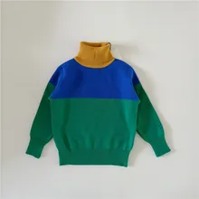 BOBOZONE/зеленый, синий, желтый свитер с воротником под горло для детей, мальчиков и девочек