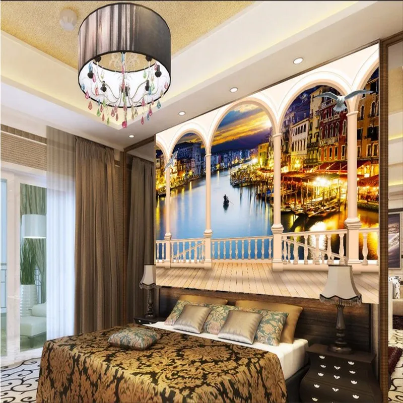 Custom-photo-wallpaper-European-city-of-Venice-building-door-night-simple-living-room-sofa-background-3d (1)
