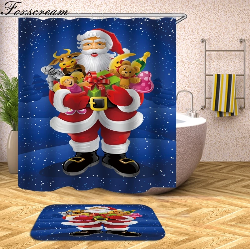 Рождественская занавеска для душа с Санта Клаусом, занавеска для душа, Рождественская Водонепроницаемая занавеска для ванной или коврик - Цвет: yl0057