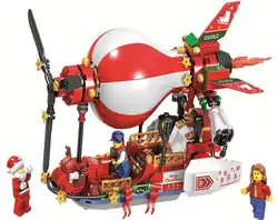 Бела 11084 Адвент календари Санта Клаус воздушная лодка Building Block игрушечные лошадки Новый год рождественский подарок для детей Совместимость