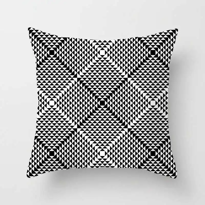 Nordic black and white geometric plaid stripes cushion cover (18)