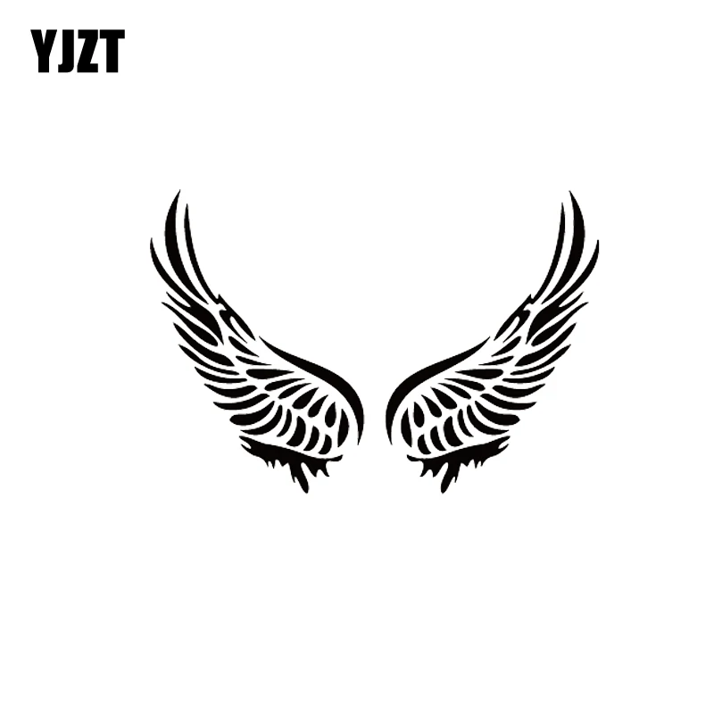 

YJZT 12.5*8.6CM Cute Interesting Beautiful Angel Wings Covering The Body Silhoutte Car Sticker Decal Black/Silver Vinyl C20-1615