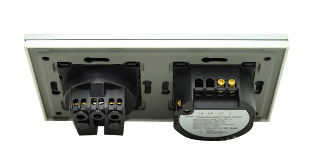 Bingoelec, 1 комплект, 2 способа, сенсорный переключатель с регулируемой яркостью, стандарт ЕС, панель из закаленного стекла с 16А, немецкая розетка, настенный выключатель, AC 220 В