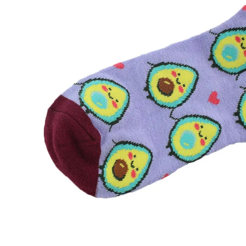 Happy Girl Pattern Music Mermaid Avocado Divertidos Cute Socks Creative Funny Socks Women Skarpetki Creative Chaussette Femme