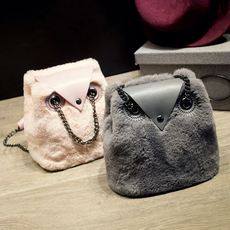 Новая модная милая сова Плюшевые Сумка Высокое качество искусственного меха кролика женская сумка Мягкие плюшевые куклы для детей девочек Подарки на день рождения