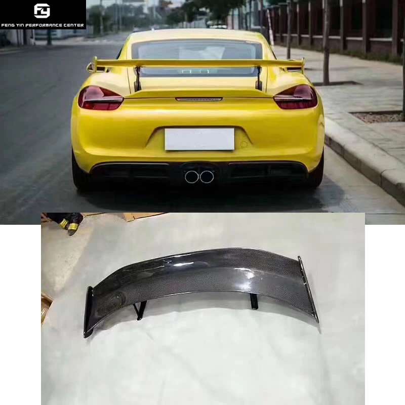 Buy 981 GT4 Carbon fiber rear spoiler FRP Unpainted rear wings for