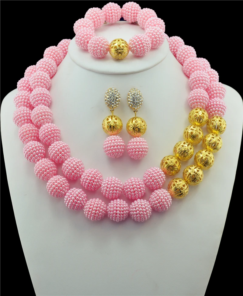 

African Beads Jewelry Sets Crystal Beads Necklace Set African Jewelry Set Imitation Pearl Jewelry Set