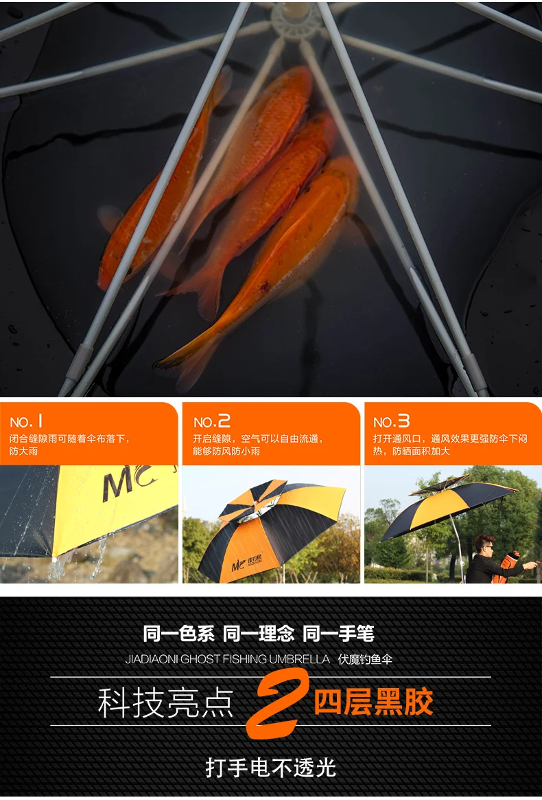 2 м двойной слой рыболовный зонтик оранжевый непромокаемый утолщенный Солнцезащитный УФ-Защита Зонт для рыбалки Сверхлегкий