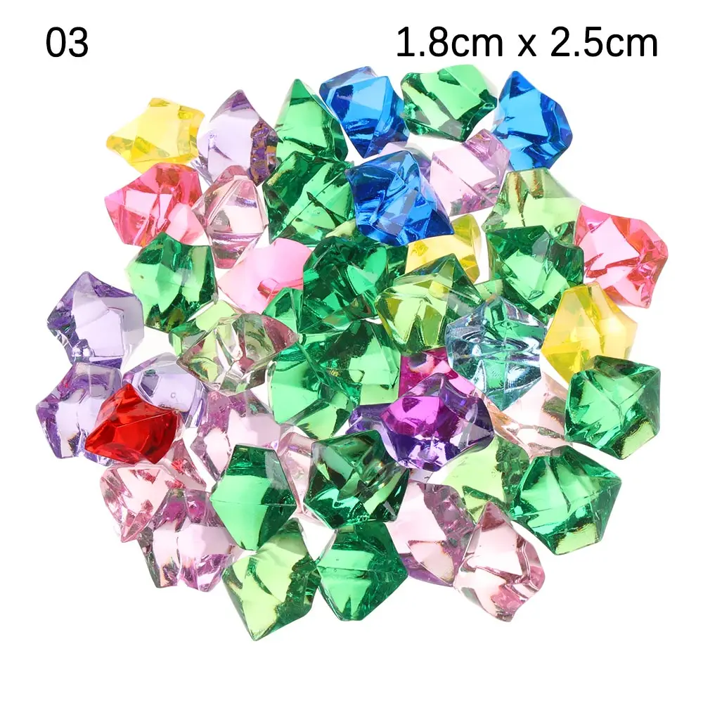 50Pcs/bag Colorful Acrylic Fish Tank Ornament Crystal Ice Cubes Stone Ice Rocks Vase Filler Pebble for Wedding Garden - Цвет: 1.8x2.5cm