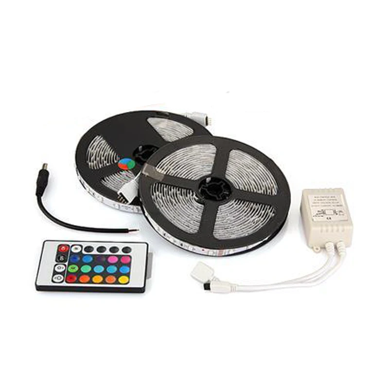 10m(2X5m) 3528 SMD 600 LED Strip Light RGB with 24 Key IR Remote Control Set