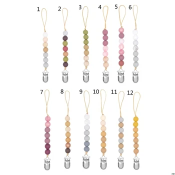 

Dummy Clips Baby Boys Girls Pacifier Chain Silicone Teething Relief Toys Beads Soothie Pacifier Holder Clips Baby Shower Gift