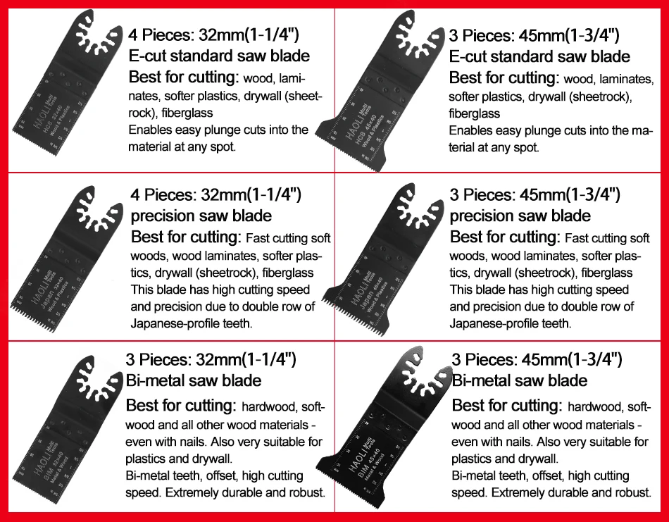 20 шт. 32-45 мм быстрая замена Осциллирующий Инструмент пилы для Black& Decker Dewalt, DIY дома для работы по дереву