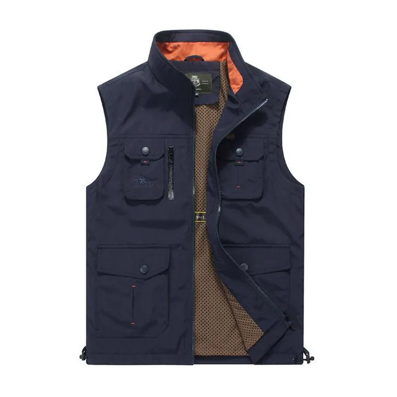 2022 Casual Vest Men Summer Autumn Thin Men's Sleeveless Vest Breathable Multi-pockets Quick Dry Mesh Waistcoat hombre TOPS