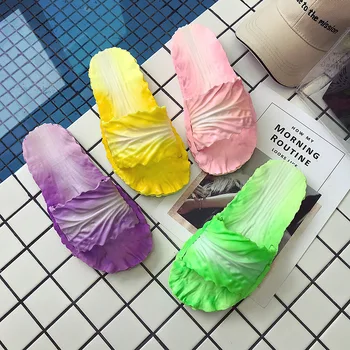 

beach flip flops slides men slippers indoor Summer sandals Creative Cabbage Slippers bathroom anti-skid couple personality Totem