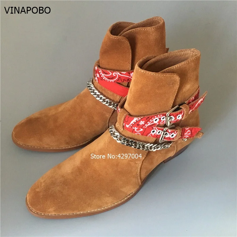 2Black-Street-Pointed-Toe-Wyatt-Buckle-Strap-scarf-Belt-Men-personalized-Suede-Boots-exclusive-handmade-Hot (3)