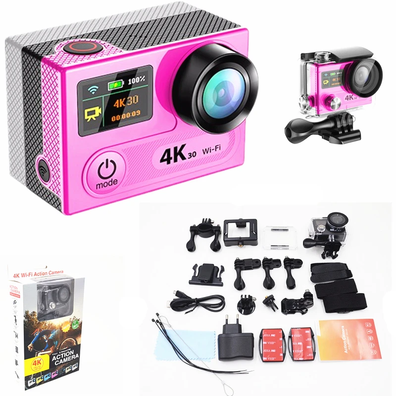 Original Action cam H8 waterproof sports DV camera 4k ultra hd Dual Screen DVR Helmet Camcorder go pro style sports camera