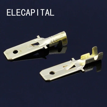 

20pcs/lot 6.3mm Copper Male Wire Splice Crimp Terminal L15 Spade Connector Free Shipping