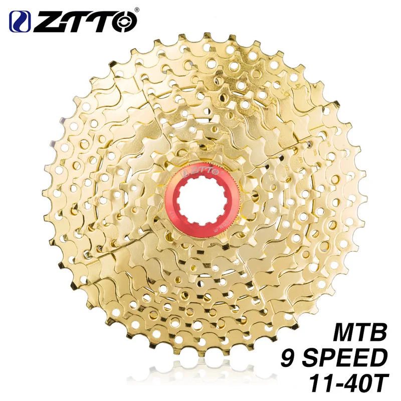 9S 40T GOLD ZTTO 9 S 11-40 T Золотая кассета 9 скоростей широкого соотношения Золотой прочный Freewheel для MTB велосипеда Аксессуары для велосипеда - Цвет: 9S 40T GOLD