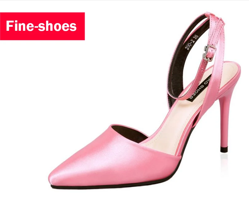 

women shoes sexy brand new fashion party nightclub high heels silks and satins pointed toe sandals ankle strap buckle strap 760