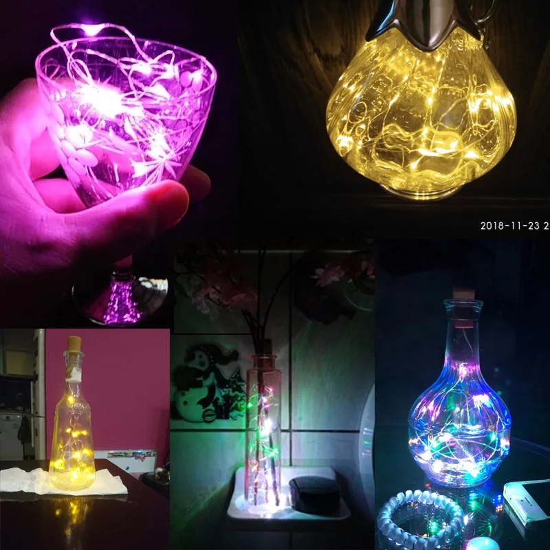 2m 20 LED Wine Bottle Lights Cork Battery Powered Garland DIY  String Lights For Party Decoracion 3pcs 3