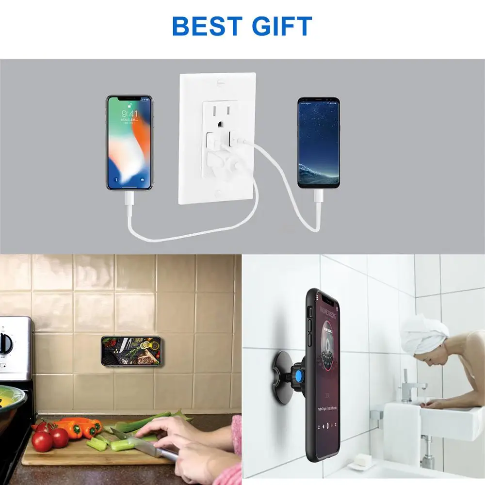 Простой липкий настенный держатель для телефона iPhone Huawei Xiaomi Samsung вращающаяся