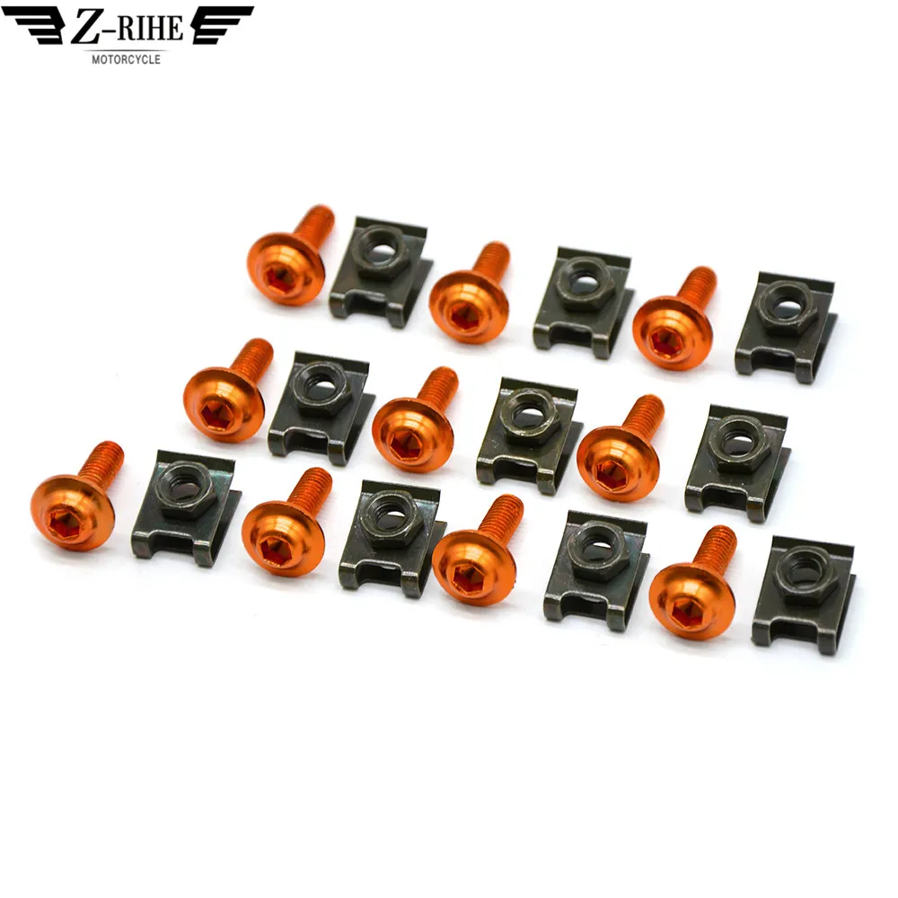 Motorcycle Accessories 6mm Fairing Bolt Spire Speed Clip Screw Spring Nuts for honda x-11 cb599 vfr800 zg1000 zx7r zx9 990 1997