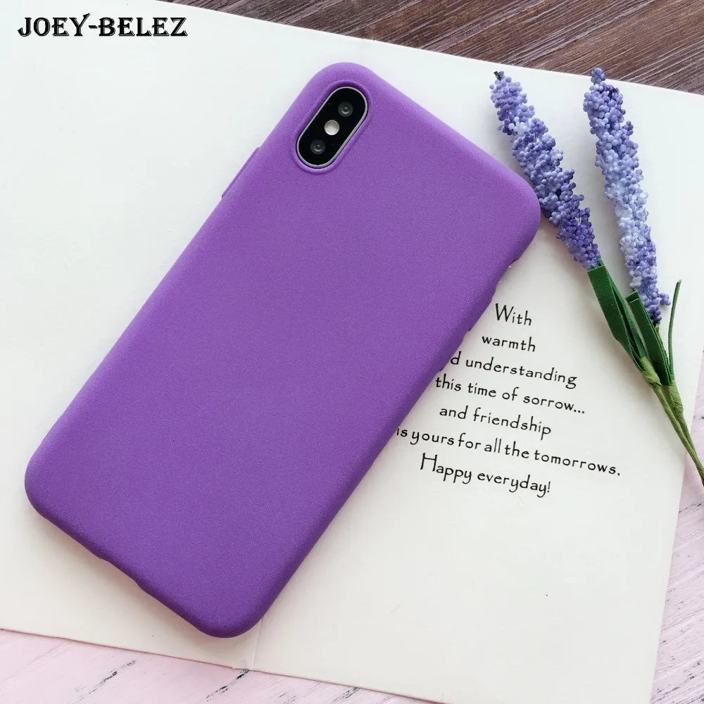 Fashion Solid Color Phone Case For iphone X Case Purple Color Matte