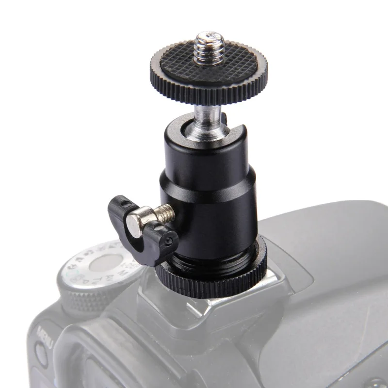 Aluminum Rotatable 1/4" Screw Tripod Mount Hot Shoe Adapter Head for